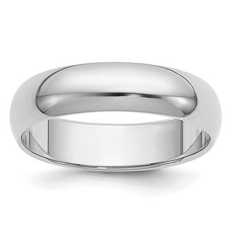 Diamond2Deal Platinum 5mm Half Round Wedding Band Ring