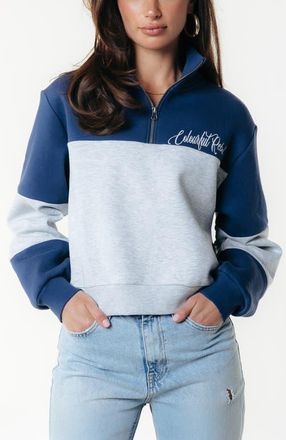 Colourful rebel Colourblock Zip Sweat in Deep Cobalt at Nordstrom, Size X-Small Eu