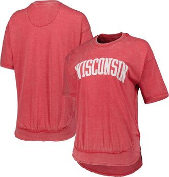 Pressbox Womens Pressbox Heather Red Wisconsin Badgers Arch Poncho T-Shirt at Nordstrom, Size Small