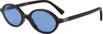 Miu Miu 0MU Oval Acetate Sunglasses - Brown