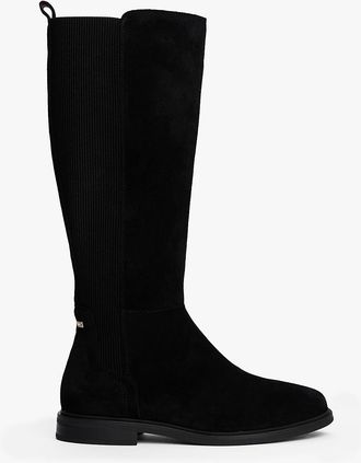 Tommy Hilfiger Womens Knee-High Suede Boot - Black - US 6.5 / EU 37