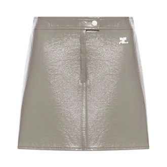 Courr&egrave;ges Short Skirts, female, Gray, Size: S Reedition Vinyl Mini Skirt