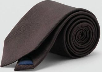 Mango Cravatta seta tinta unita marrone - Uomo - Taglia unica - MANGO MAN