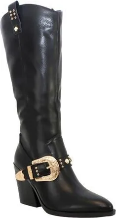 Yoki Muriel Buckle Western Boot in Black at Nordstrom Rack, Size 8.5
