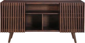 Miliboo Aparador De Madera Maciza De Mango Oscuro Con 2 Puertas Correderas 140 Cm Alba
