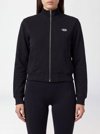 Diesel Slim Fit Cotton Zip-Up Jumper with Turtleneck and Oval D Logo