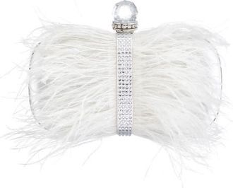 Nina Ostrich Feather Minaudiere in White at Nordstrom