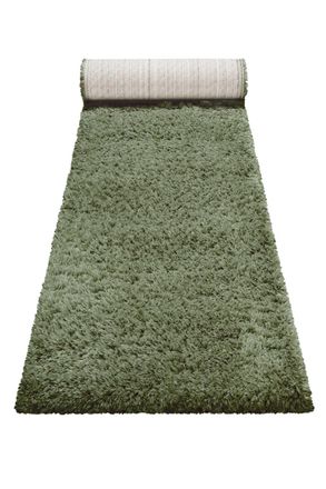 Esprit Alfombra tejida de pasillo pelo largo y reciclado verde oliva 80x400
