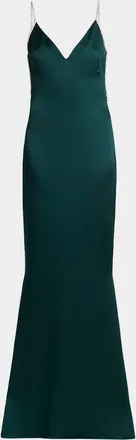 Tom Ford Metallic-Trim Open-Back Evening Gown