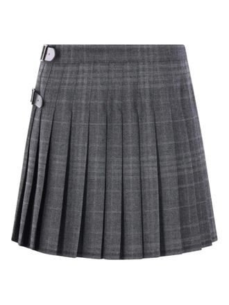 Balenciaga tartan-patterned skirt - women - Wool/Polyester/Cotton/Calf Leather - 36 - Grey