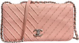 Chanel Small Classic Double Flap Bag Light Pink Womens Chevron (Pre-Owned)