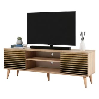 Dmora Mueble De Televisi&oacute;n Amalthea, Aparador De Sal&oacute;n, Mueble Bajo Para Tv, Base De Pared Equipada, 140x40h50 Cm, Roble, Con Embalaje Reforzado - Dmora