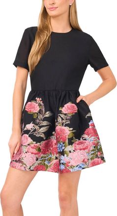 Ted Baker Brocina Cap Sleeve Floral Dress In Black