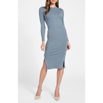Guess Ribbed Long Sleeve Sweater Dress in Blue at Nordstrom, Size X-Small
