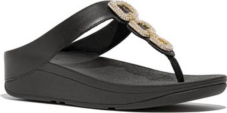 FitFlop Fino Crystal-chain leather toe-post sandals in Black at Nordstrom, Size 5