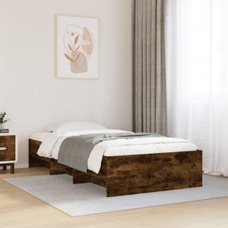 Berkfield Home Bed Frame without Mattress Smoked Oak 90x190 cm Single Engineered Wood in Brown