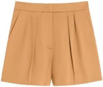 Max Mara Stretch katoen satijnen shorts - Dames - Bermuda - Beige - 2XS - Katoen - Korte Broeken