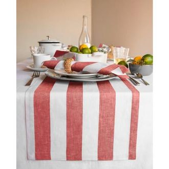 Solino Home Linen Table Runner for Dining Table, Holiday and Everyday Table Decor - Cabana Stripe in Red And White at Nordstrom, Size Xx-Small