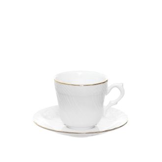 KASANOVA Tazza t&egrave; con piattino bianca filo oro
