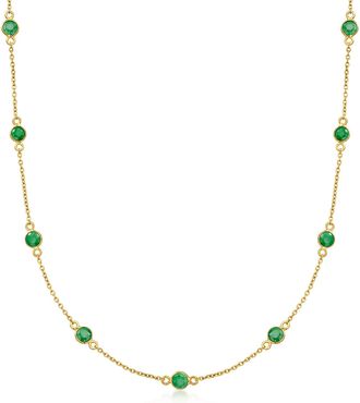 Ross-Simons Emerald Station Necklace in 18kt Gold Over Sterling