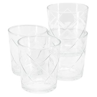 Gibson Home Lattice 4 Piece 13.5 Ounce Double Old-Fashioned Glass Set in Clear at Nordstrom