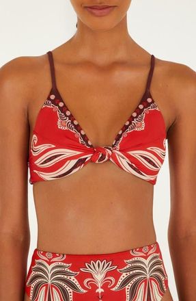 Farm Rio Ainika Garden Bikini Top in Red at Nordstrom, Size X-Small