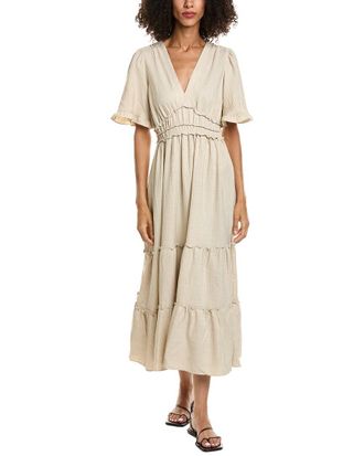 Max Studio V-Neck Tiered Empire Waist Maxi Dress