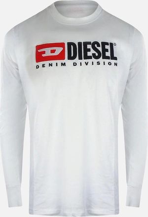 Diesel Mens Diesel Denim Division Logo Long Sleeve White T-Shirt - Size: 42
