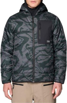 Mountain Hardwear Apr&egrave;s Pro Insulated Hooded Jacket in Volcanic Rockstrata/Black at Nordstrom, Size Xx-Large