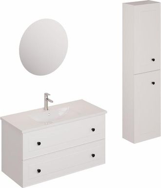 Puma Naturel Conjunto De Ba&ntilde;o Con Lavabo Que Incluye Mezclador De Lavabo, Ca&ntilde;o Y Sif&oacute;n Naturel Forli Blanco (ksetforli3)