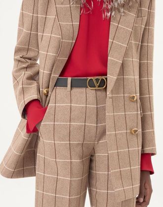 Valentino Garavani Cintura Reversibile VLogo Signature In Vitello Lucido 30 Mm Donna NERO/DEEP CARAMEL 070