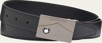 Montblanc Mens Plate-Buckle Saffiano Leather Belt