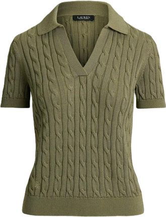 Ralph Lauren Top Polo a Treccia - - Knitwear - Donna - Verde - S