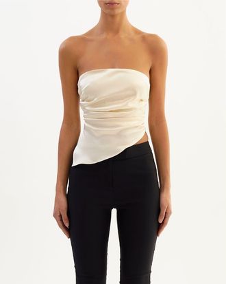 LaMarque BAILA | Asymmetric Satin Scarf Top in Cream at Nordstrom, Size X-Small/small