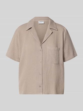 Jake*s Casual Relaxed Fit Pyjama-Oberteil mit Brusttasche in Taupe, Gr&ouml;&szlig;e 40