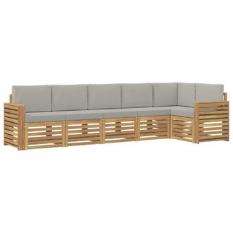 vidaXL Set Di Divani Da Esterno 6 Pz Bianco E Grigio Chiaro Poliestere Vidaxl