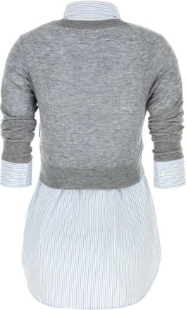 Alexander Wang Womens Button Up W- Sheer Crewneck Heathergrey Maglie Sweater