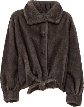 s.w.o.r.d Short Collared Belted Fake Fur Jacket