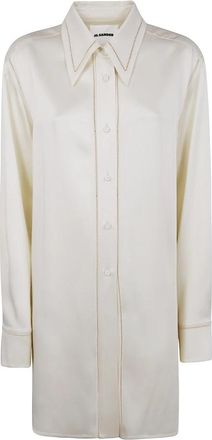 Jil Sander Klassiek Wit Overhemd - Dames - Shirt Kleedjes - Beige - S - Katoen - Kleedjes