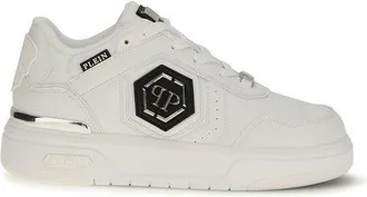 Philipp Plein White Calf Leather Bos Taurus Athletic Mens Sneakers