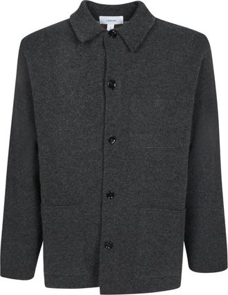 Lardini Jassen, Heren, Grijs, L, Wol, Double-knit Jacket