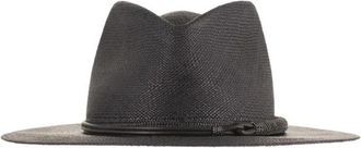 Brunello Cucinelli Stroo fedora met kostbare leren band - unisex - Hoeden - Bruin - S - Katoen - Accessoires