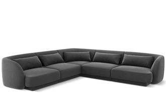 BLOOMINGLOFT 5-Sitzer Design Ecksofa Tulum mit Samtbezug