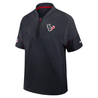 Nike Houston Texans Sideline Coach Nike Mens NFL 1/2-Zip Short-Sleeve Hooded Jacket in Blue | 03BO0BAJ9H-2J5
