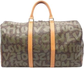 Louis Vuitton Vintage, unisex, Bruin, ONE Size, Leer, Pre-owned Monogram Graphite Boston Bag