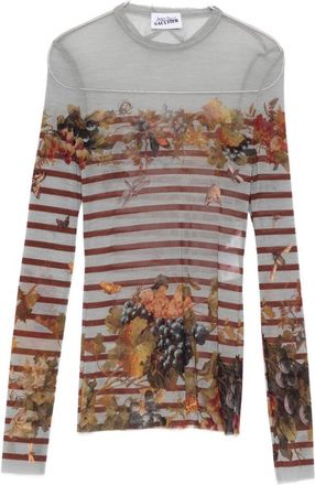 Jean Paul Gaultier Fitted Long-Sleeve Top with Botanical Print