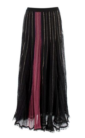 Dior Mesh Knit Black & Raspberry Midi Skirt Size XS