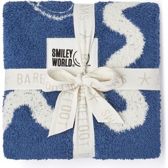 Barefoot Dreams CozyChic SmileyWorld Surf Stroller Blanket in Azure Tide-Cream at Nordstrom