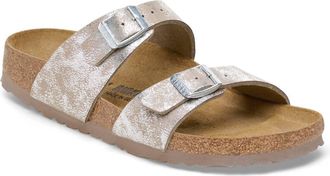Birkenstock Womens Sydney Sandal In Washed Metallic Silver