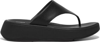 FitFlop Fitflop F-mode Leather Flatform Womens Toe Post Sandals All Black - Size UK 7